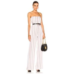 Veronica Beard Bandstand Strapless Jumpsuit Striped